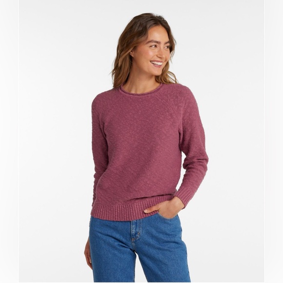 LL Bean Slub Knit Midweight Cotton Rollneck Sweater Sienna Brick Large Petite L - Picture 2 of 10